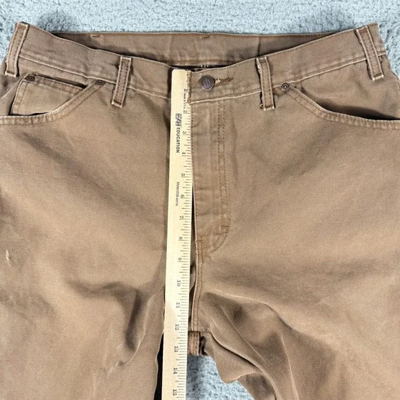 Dickies Carpenter Work Pants Size 35x36 Khaki Utility Jeans Relaxed Fit - Picture 6 of 11